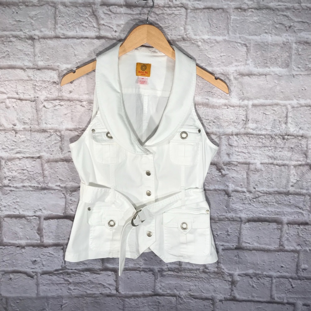 White Denim Vest by Ruby Road EUC